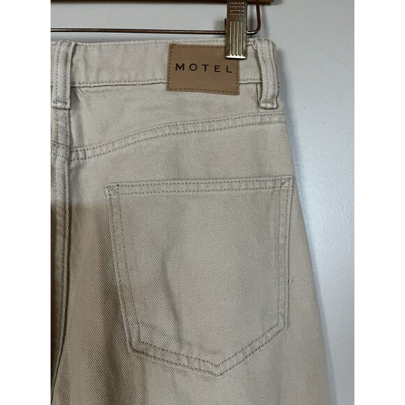 Motel Denim High Rise Wide Leg Tan Jeans, Relaxed Fit, Women Size XS - Picture 9 of 11